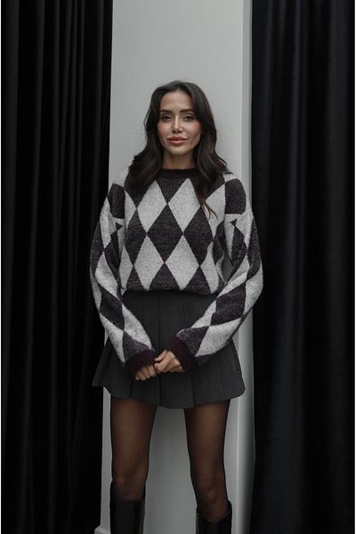 Havoş Bone Jacquard Diamond Sweater