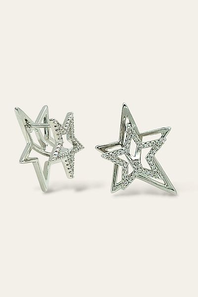 Çlk Accessories Premium Stones Three-Dimensional Star Earrings