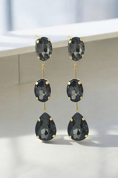 Çlk Accessories Premium Three Row Zircon Stone Earrings