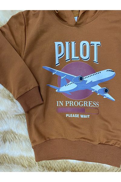 skycott Детски комплект анцуг с качулка и принт Pilot Text