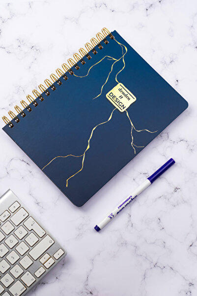 denden Marble Navy Blue Spiral Notebook, 17X24 cm