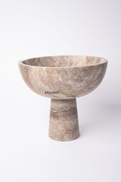 Modestmar Silver Traverten Ayaklı Kase 22cm