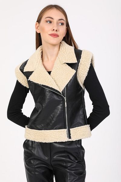 Reji Fur Garnished Leather Vest