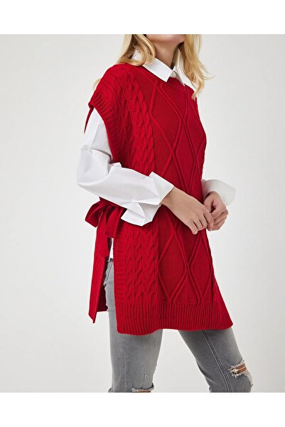 moda mh Women's Adjustable Patterned Side Tie 75 cm Sweater