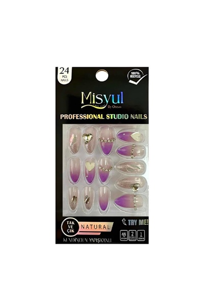 Vitastyle 24'LÜ TAŞ DETAYLI TAKMA TIRNAK-TÖRPÜ-ÇUBUK-YAPIŞTIRICILI SET