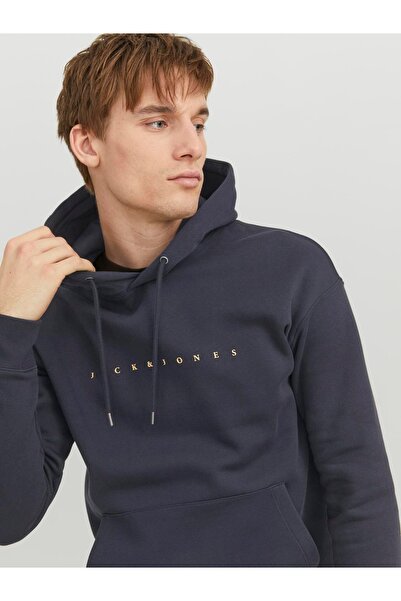 Jack & Jones Ανδρικό φούτερ Jjestar Kangaroo Pocket Hooded 12233972 Navy Blue