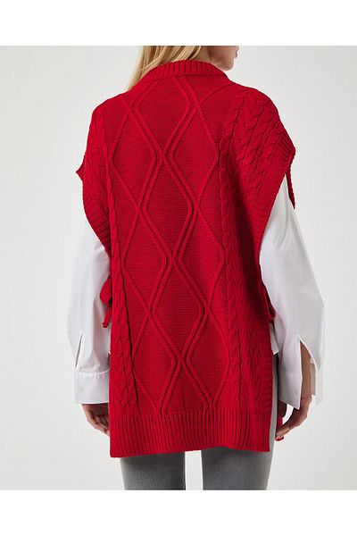 moda mh Women's Adjustable Patterned Side Tie 75 cm Sweater