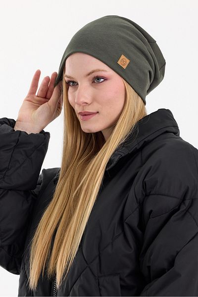 Butikgiz Khaki Thermal 100% Cotton Soft 2 Style in 1 Beret Premium Cuts Series