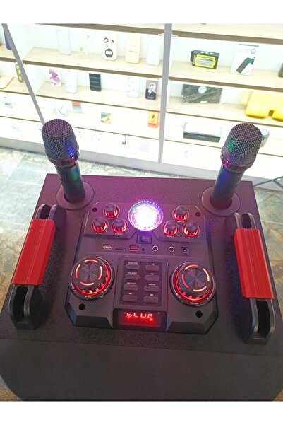 lucek cases 100 Watt Dev Ses Kutusu Bluetooth Hoparlör İki Mikrofonlu Karaoke Cihazı