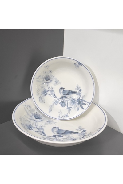 Güral طقم أطباق بورسلين على شكل طيور مكون من 12 قطعة لـ 6 أشخاص (طبق ووعاء) (1 سكين نابولي كهدية)