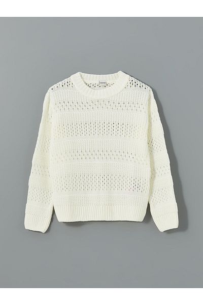 LC Waikiki Lcw Kids Crew Neck Openwork Girl's Knitwear Sweater