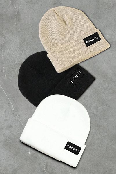 Moibody 3-Piece Premium Basic Beret - 100% Acrylic, Black Beige White