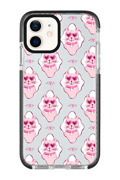 shoptocase iPhone 11 Uyumlu Kenar Korumalı Lovely Cat Desenli Siyah Telefon K...