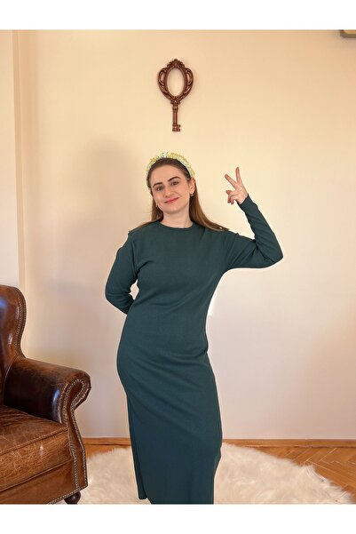 mirach Kadın Yılbaşı Elbisesi Triko Fitilli Maxi Boy Uzun Yeni Yıl Elbise