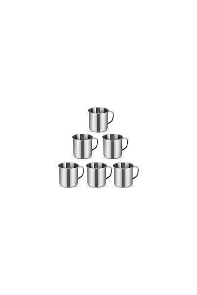 abnturk 3 Adet Kırılmaz Tabldot Bardağı Paslanmaz Çelik Metal Su Bardağı 250ml Ömürlük Kulplu Kupa Bardak