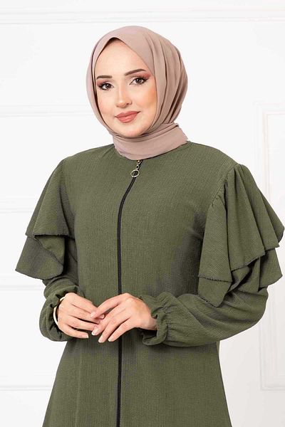 EBRUTESETTÜR Shoulder Ruffle Sleeve Drawstring Ferace