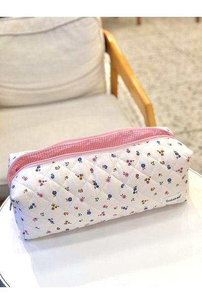 Batekso Mixed Blue Floral Pattern Travel Case for Hair Styler - XL Size