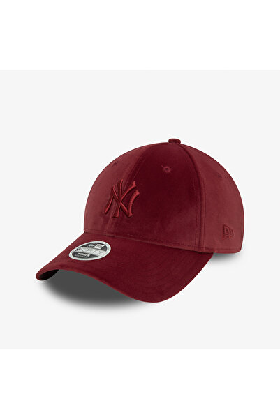 NEW ERA قبعة نيويورك يانكيز ميدي فيلور المخملية النسائية الحمراء