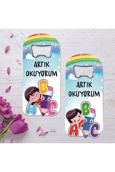 Ege ajans Magnet with 10 Embossed Figures I'M Reading Now Written Opener