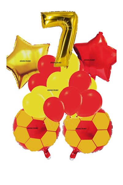 DÜVENCİ TİCARET SARI KIRMIZI FUTBOL TEMALI DOĞUM GÜNÜ YAŞ BALON SET