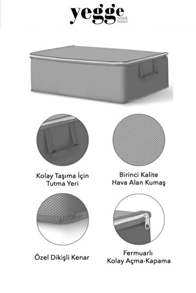 YEGGE 6 Adet Büyük Boy Antrasit Bazaaltı Hurç 64 X 45 X 22 Cm - Kalın Gramajlı Kumaş