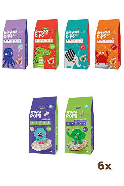 Slim+ 4'lü Paket Sade Kinoa Cips ve 2'li Paket Mini Pops Pirinç ve Karabuğday...