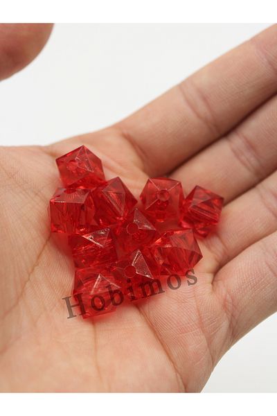 Hobimos 500Pcs 12 mm Red Acrylic Cube Bag Jewelry Beads