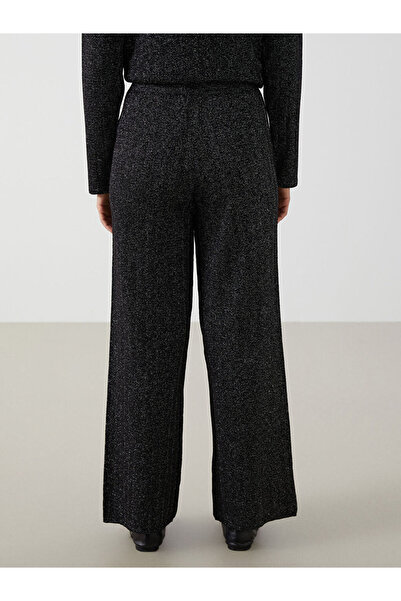 LC Waikiki Black Elastic Waist Shiny Looking Women's Knitwear Pants