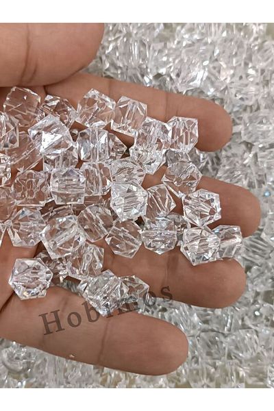 Hobimos 500Pcs 12 mm Clear Acrylic Cube Bag Jewelry Beads