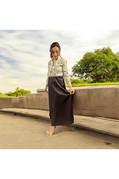 tarzınısec Плісирована спідниця плісе з еластичною талією зі шкіряним ефектом