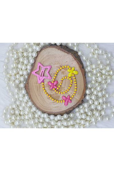 HAPPY HANDMADE 25cm Star Buckle - Hair Bead and Earring Set, Gift Accessory with Pear Figure