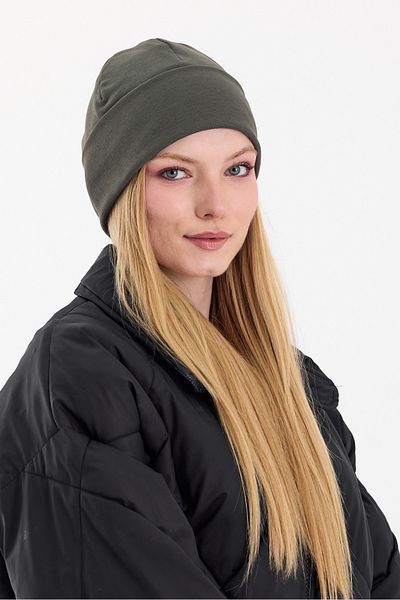 Butikgiz Women's Khaki Thermal 100% Cotton - Sultan Style Beret Series (2 View Designs)