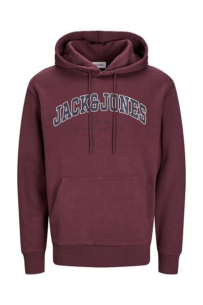 Jack & Jones Мъжки суитшърт Jjecaleb Varsity с качулка Noos 12256521 цвят Vineyard Wine
