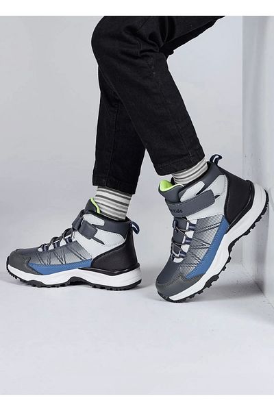 Jump 29194 Ανδρικές Γκρι Μπλε Velcro Ορθοπεδική Αντιολισθητική Σόλα Αθλητικές Καθημερινές Μπότες
