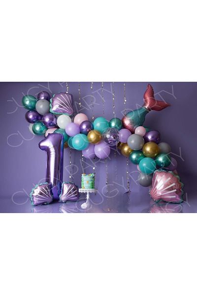 CUGY Purple Colors Birthday Party Set with Sea Tail Clams Figure and Age Options