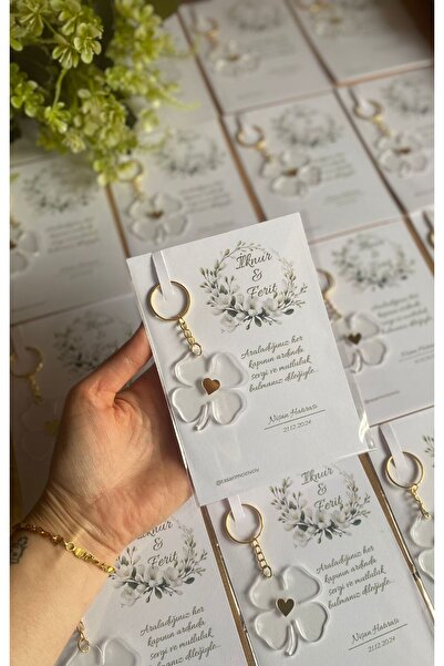 Tasarımcı Civciv nişan için hediyelik anahtarlık yonca şeklinde kalpli anahta...