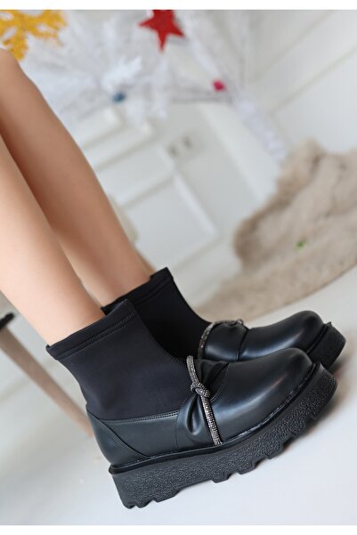 Erbilden Dewn Black Leather Heeled Boots