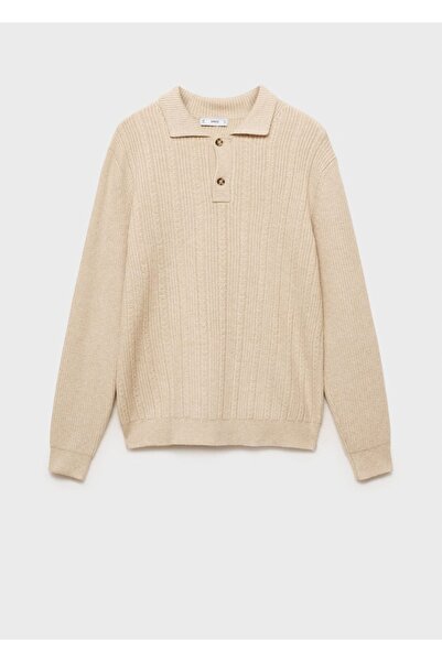 MANGO Man Kalıplı triko polo kazak