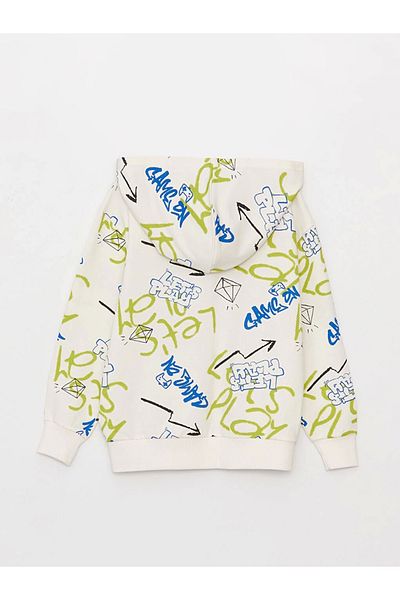 LC Waikiki Lcw Детска качулка с дълъг ръкав и щампа в цвят екрю