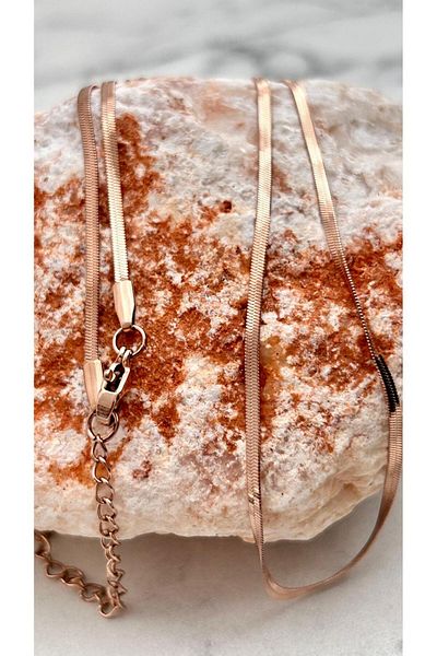 juleeco Italian Flat Thin Rose Steel Necklace