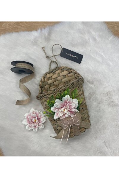 Marrone Çiçekli Sepet Gazetelik Posta Kutusu