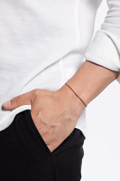 Fjellor Nienna Men's Gold Color Thin Twist Stainless Steel Bracelet