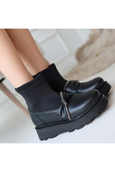 Erbilden Dewn Black Leather Heeled Boots