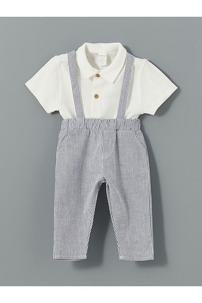 LC Waikiki Lcw Baby Polo Neck Baby Boy T-Shirt and Sling Pants 2-Piece
