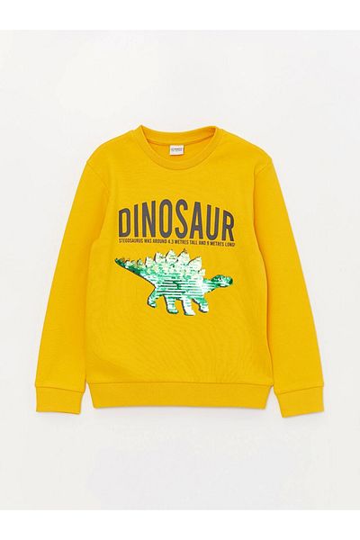 LC Waikiki Μακρυμάνικο μπλουζάκι για αγόρια LCW Kids Orange Crew με στάμπα