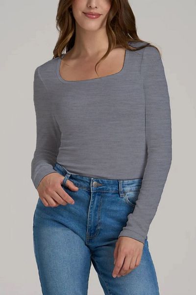 CHEISU Grimelange Women's Long Sleeve Camisole T-Shirt - Square Neck Corduroy Blouse