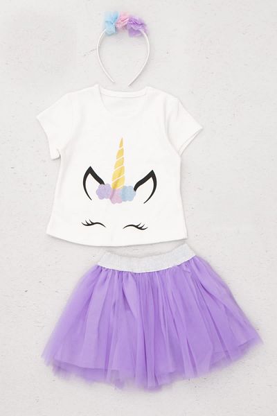META MODA Set dublu tutu cu unicorn pentru fete