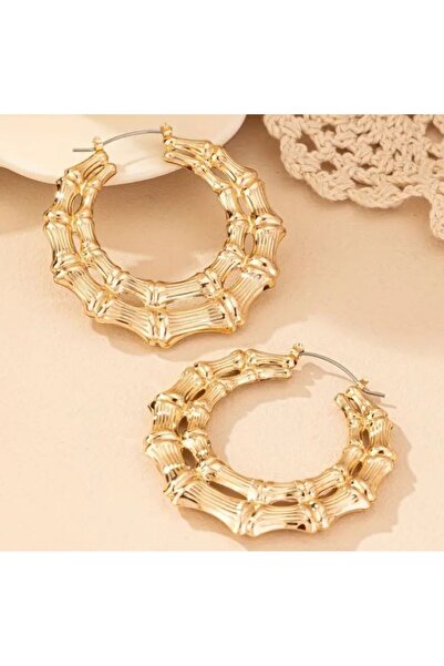 Dgt Luxury 14K Altın Kaplama Çift Katman Boho Küpe-Kulak İğnesi Paslanmaz Çelik