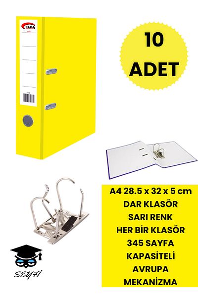 SEYFİKİRTASİYE Office Office Classer - Double Ring, European Metal Mechanism, Narrow and Wide Folder for Various Colors and Quantity