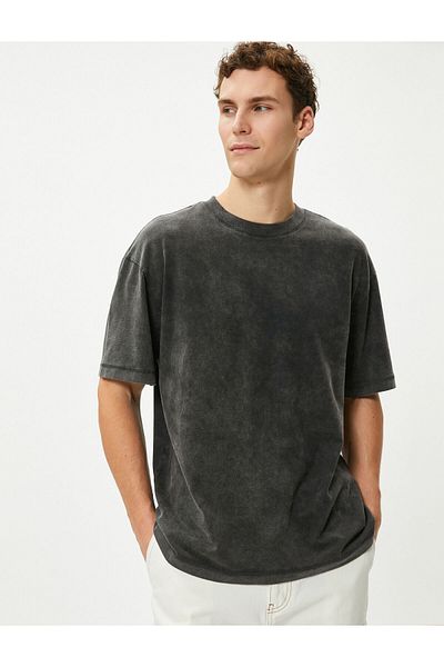 Koton Перяща се тениска Oversize Basic с кръгла яка с къс ръкав